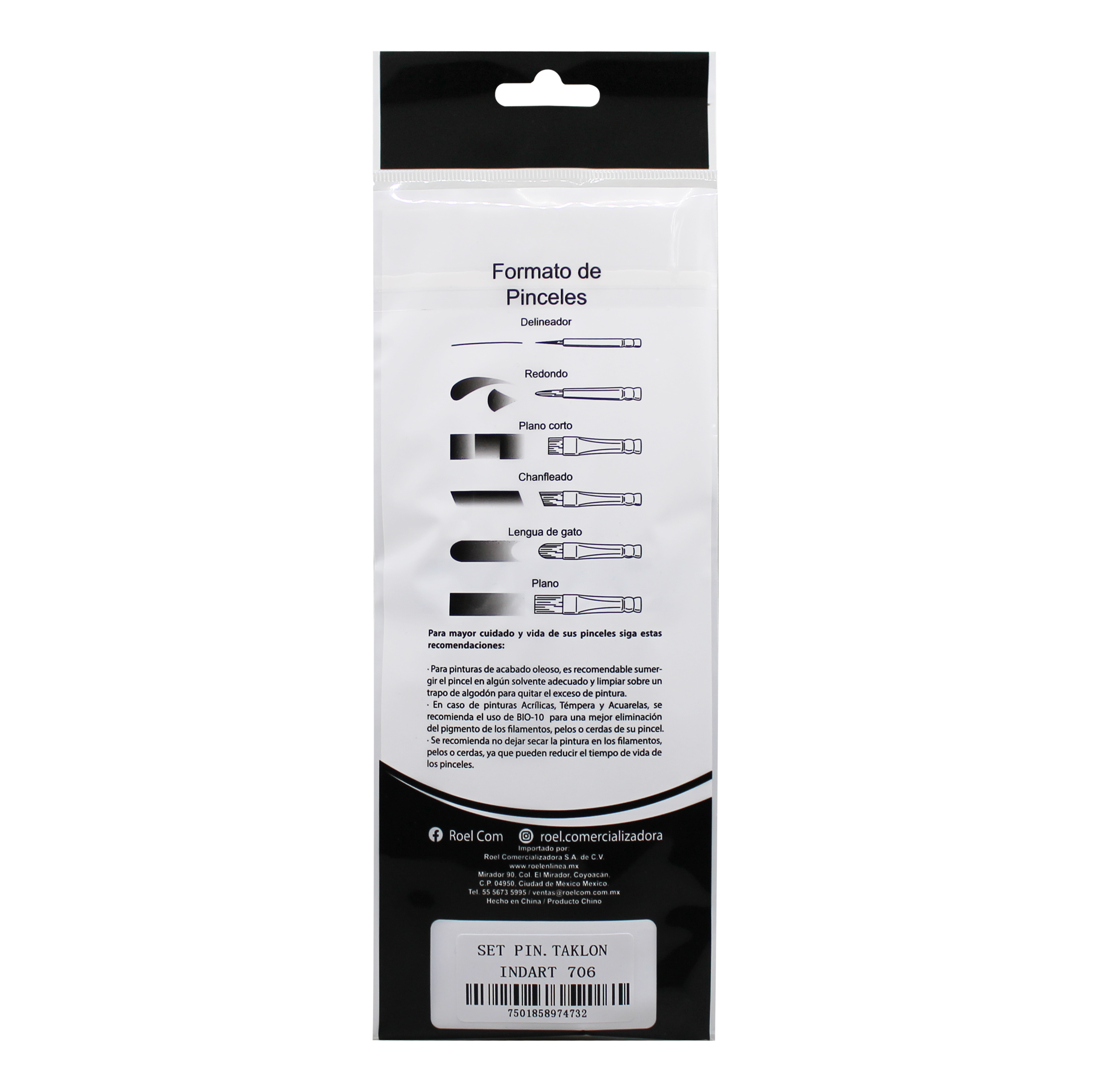 Set De Pinceles Artist Studio Taklon Blanco Sintético Con 12 piezas N° 706