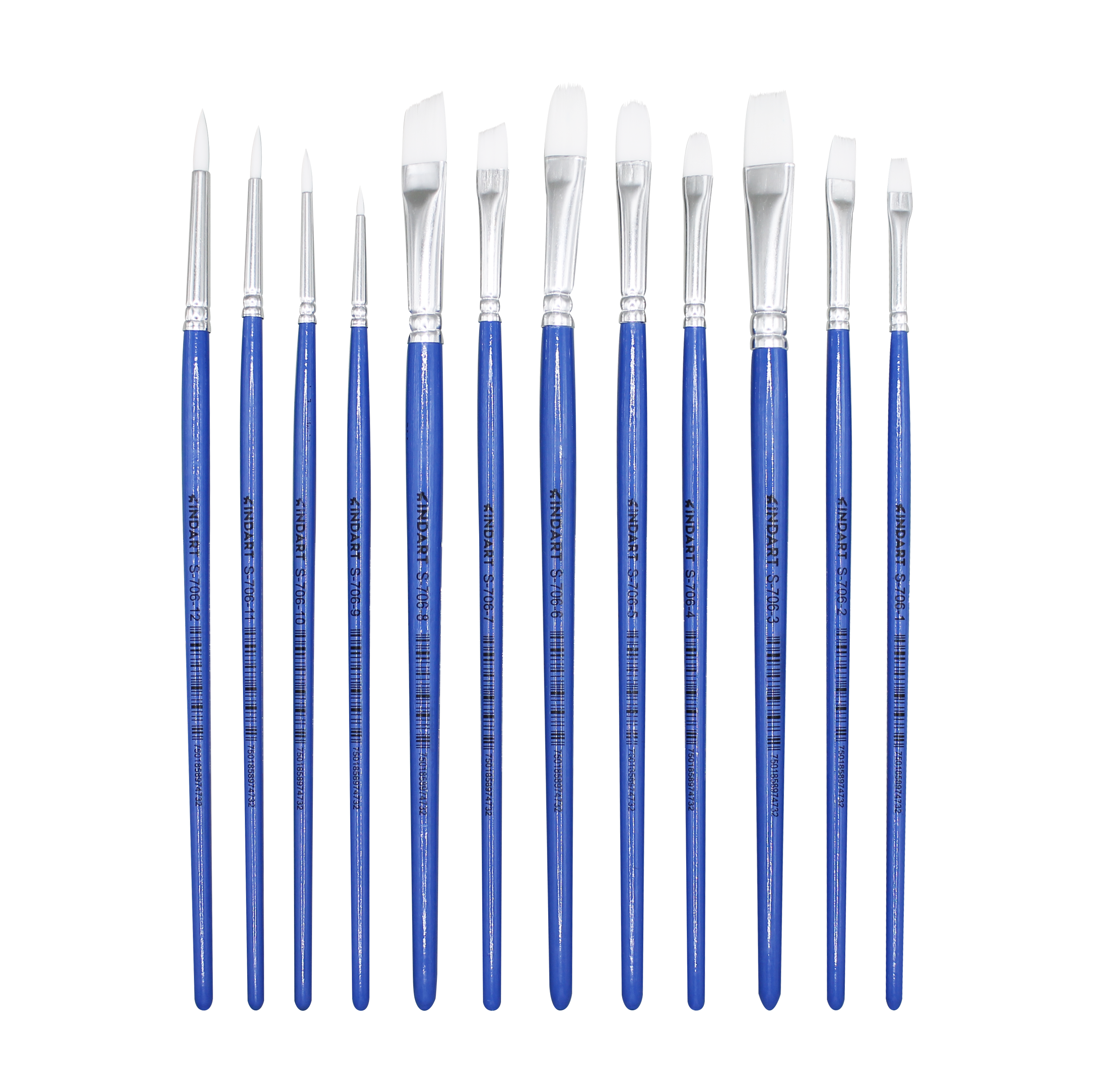 Set De Pinceles Artist Studio Taklon Blanco Sintético Con 12 piezas N° 706