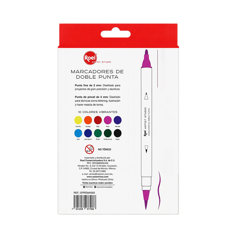 Marcadores Acuarelables de Doble Punta Roel Artist Studio – Set de 10