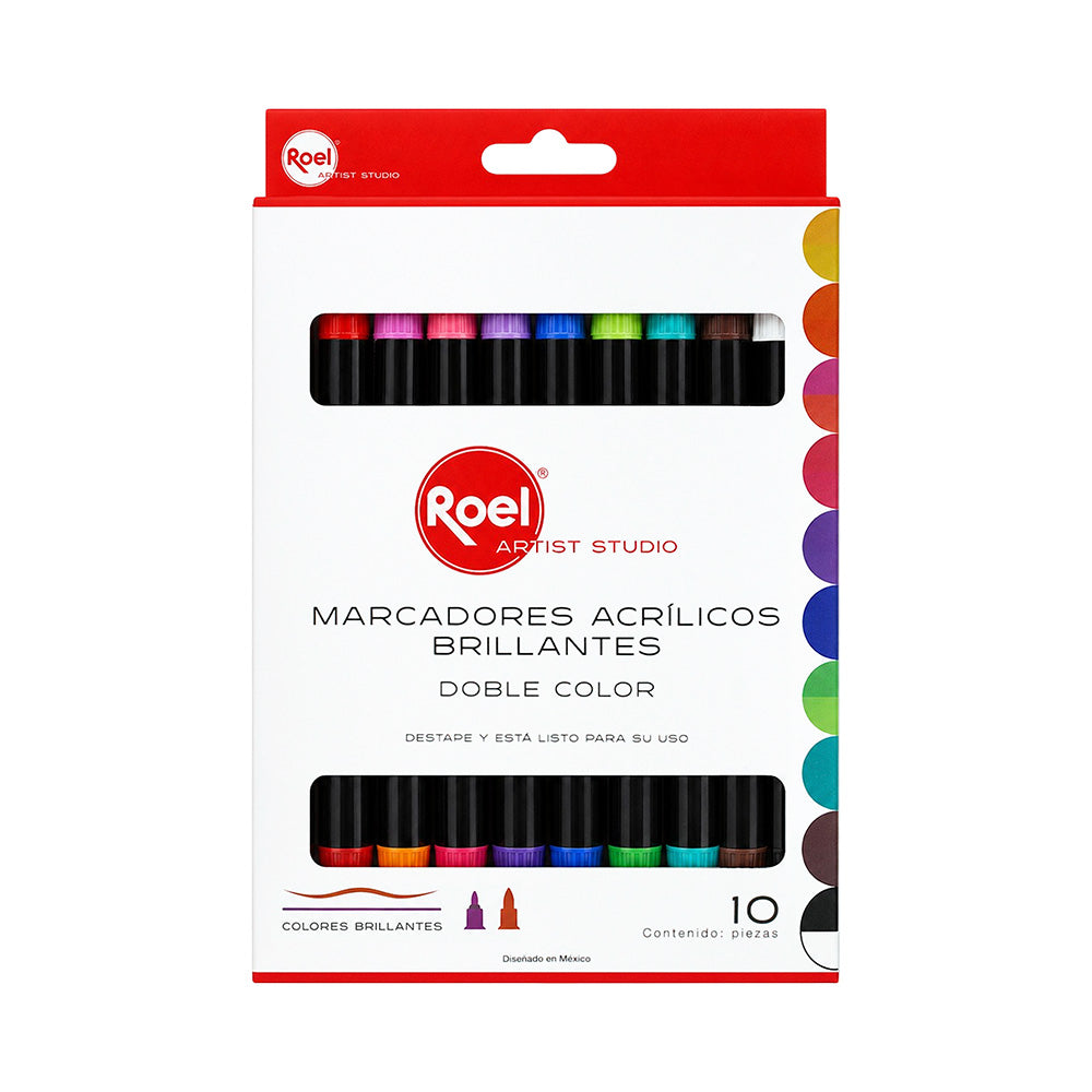 Marcadores Acrílicos Brillantes Doble Color Roel Artist Studio – Set de 10