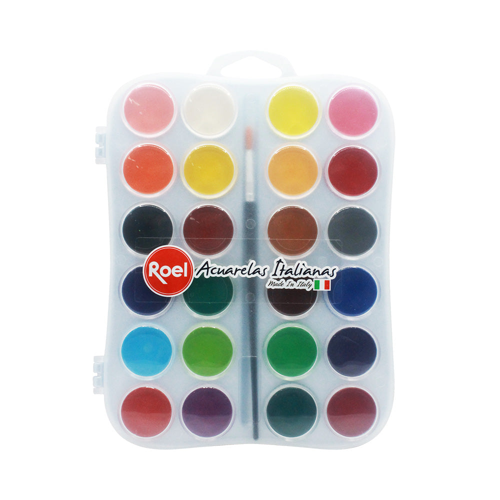 Acuarelas Italianas Roel Efecto Mate – Estuche con 24 Pastillas de 30 mm