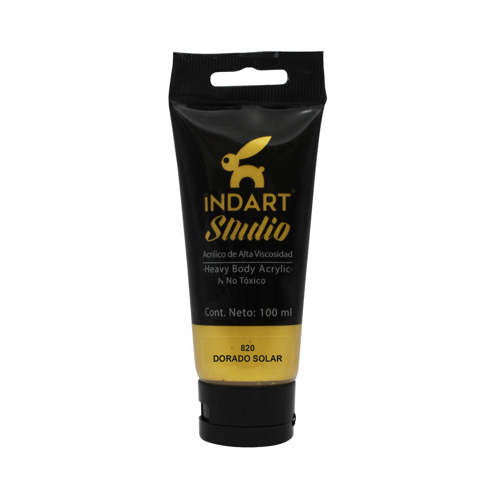 Pintura Acrílica Metálica Indart Studio "Alta Viscosidad" Con 100ml 820 Dorado Solar