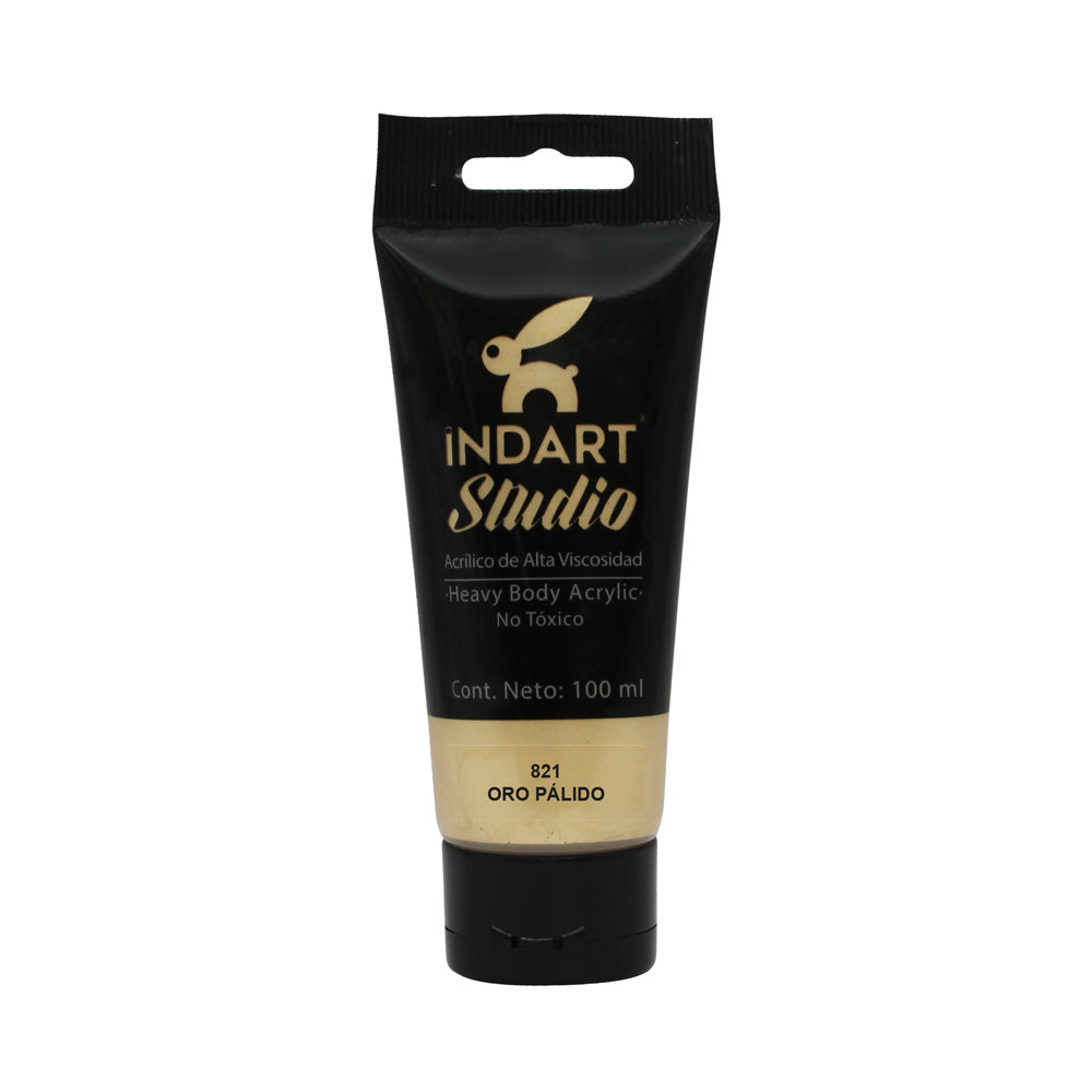 Pintura Acrílica Metálica Indart Studio "Alta Viscosidad" Con 100ml 821 Oro Pálido