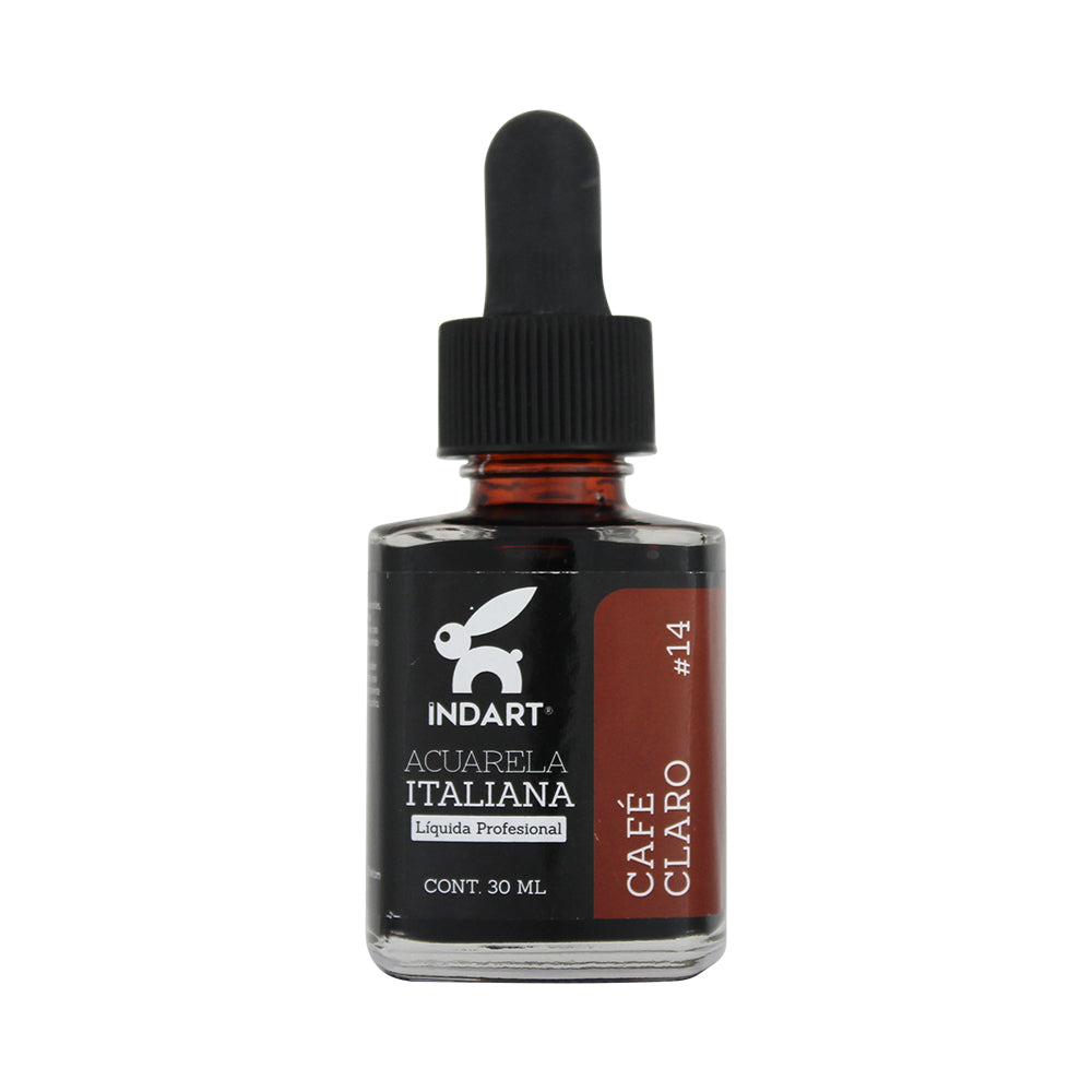 Acuarela Líquida Italiana Indart Frasco de Vidrio 014 Café Claro 30ml