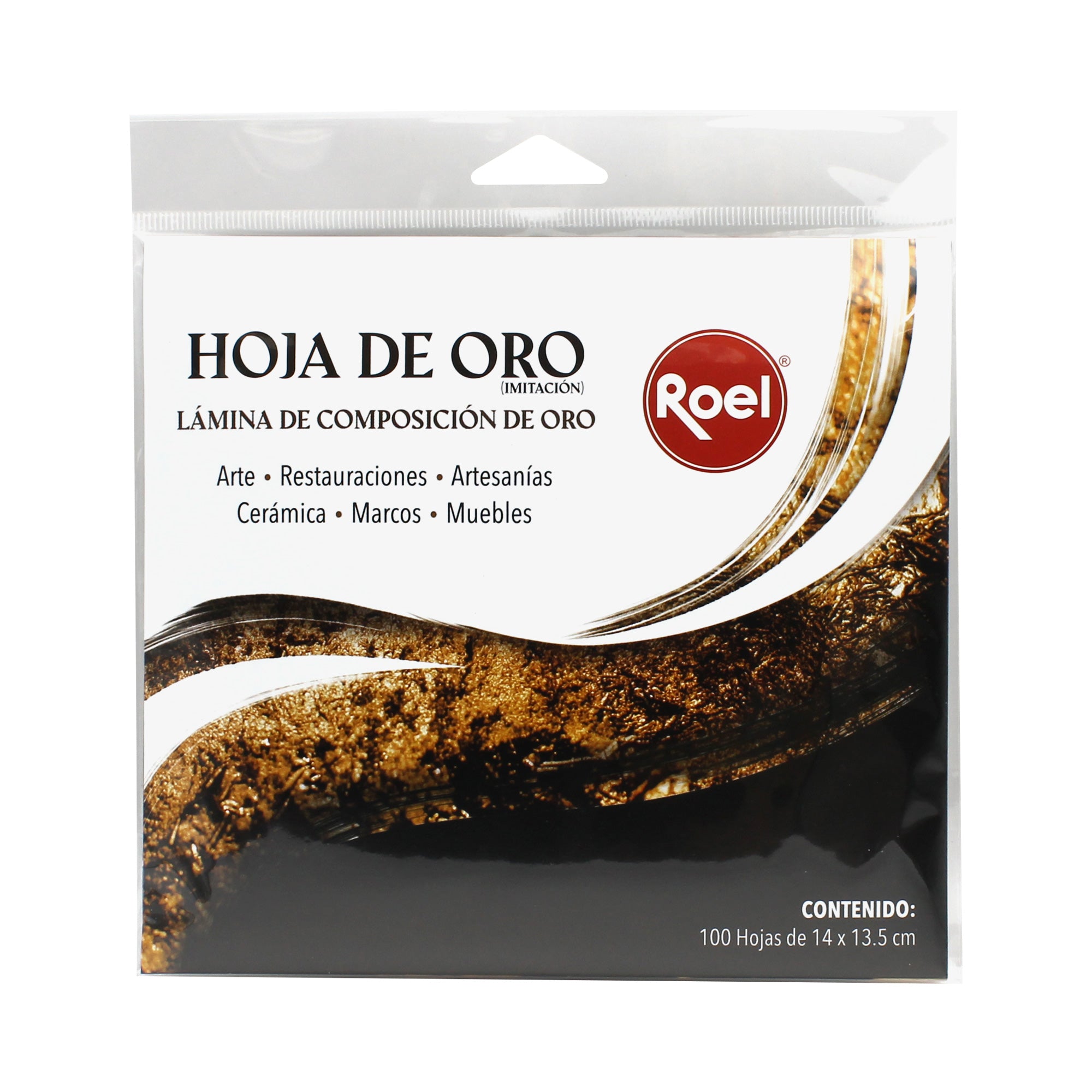 Hoja de Oro (Imitación) Para Decoración, Bolsa Con 100 Láminas.