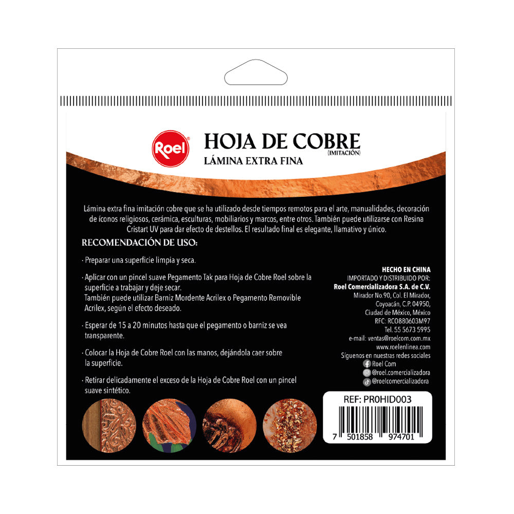 Hojas de Cobre (Imitación) para Decoración 100 Piezas | Lámina Metálica para Manualidades, Arte y Restauración