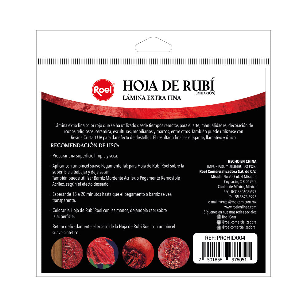 Hojas de Rubí (Imitación) para Decoración 50 Piezas | Lámina Metálica para Manualidades, Arte y Restauración