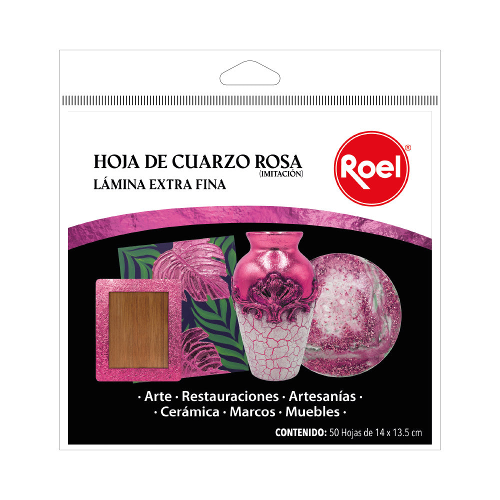 Hojas de Cuarzo Rosa (Imitación) para Decoración 50 Piezas | Lámina Metálica para Manualidades, Arte y Restauración