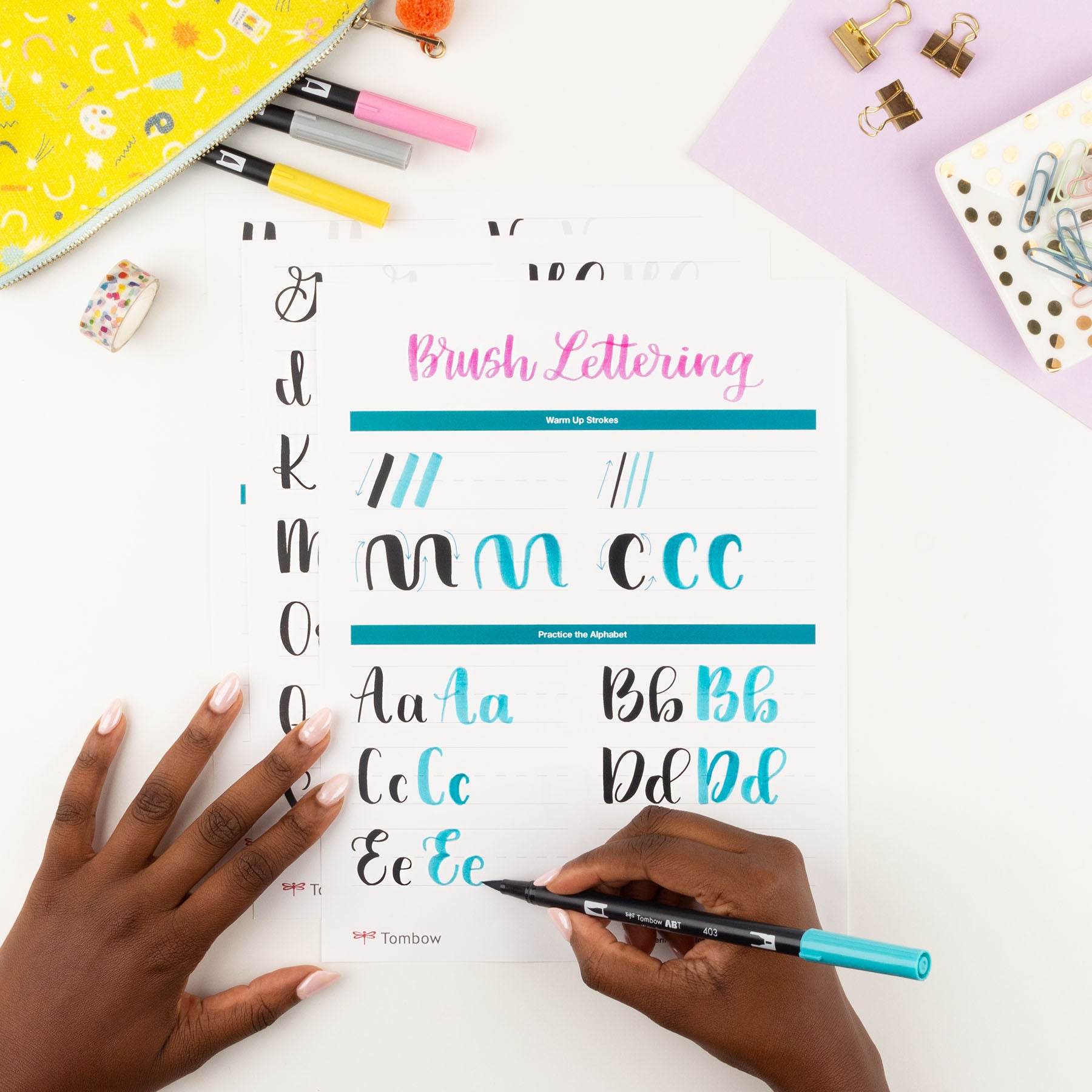 Set de Lettering Tombow - Kit Completo con Marcadores Dual Brush y Guía