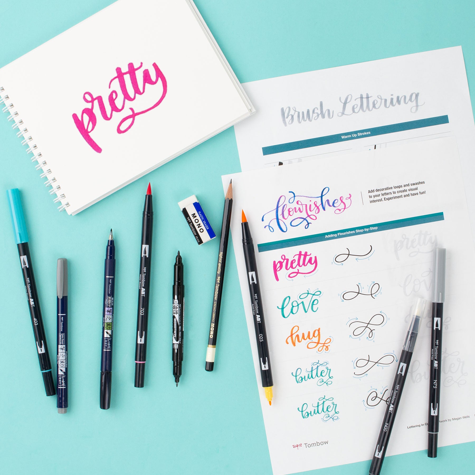 Set de Lettering Tombow - Kit Completo con Marcadores Dual Brush y Guía