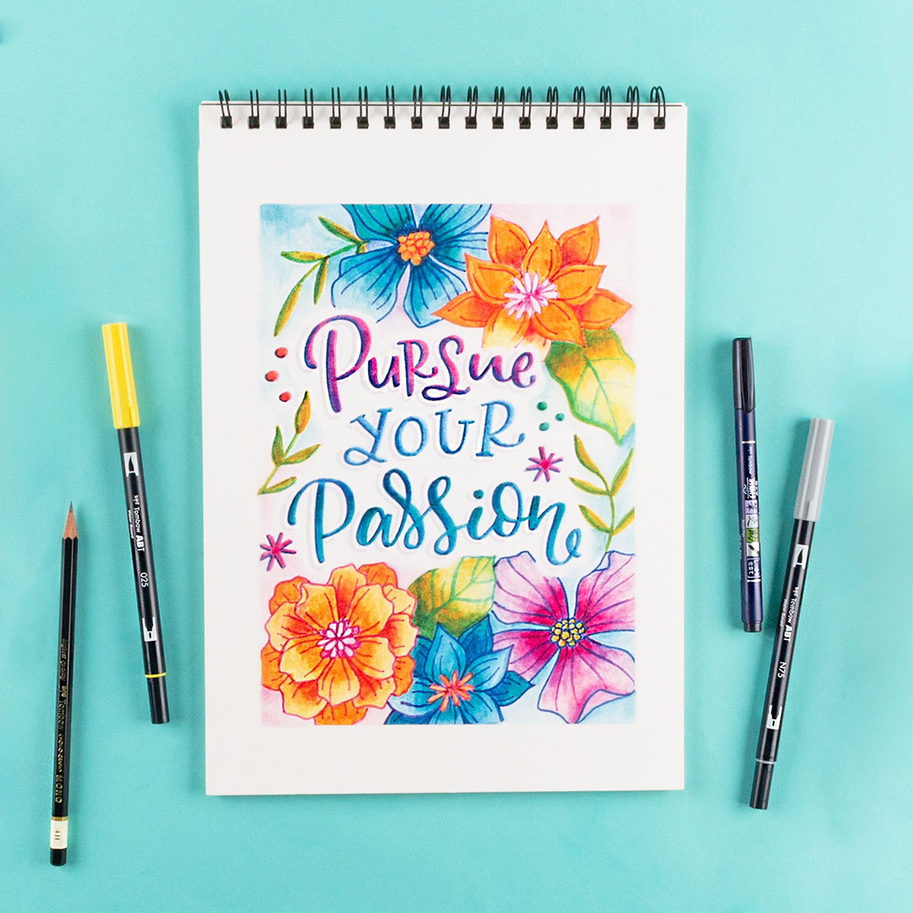 Set de Lettering Tombow - Kit Completo con Marcadores Dual Brush y Guía