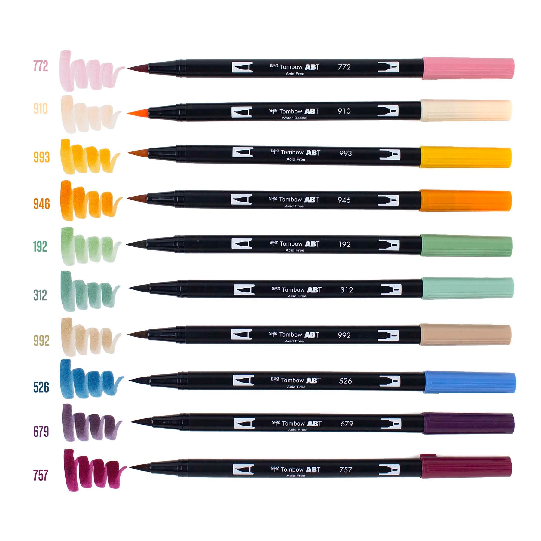 Marcadores Tombow Dual Brush Tonos Cottage - Set 10 Piezas Doble Punta