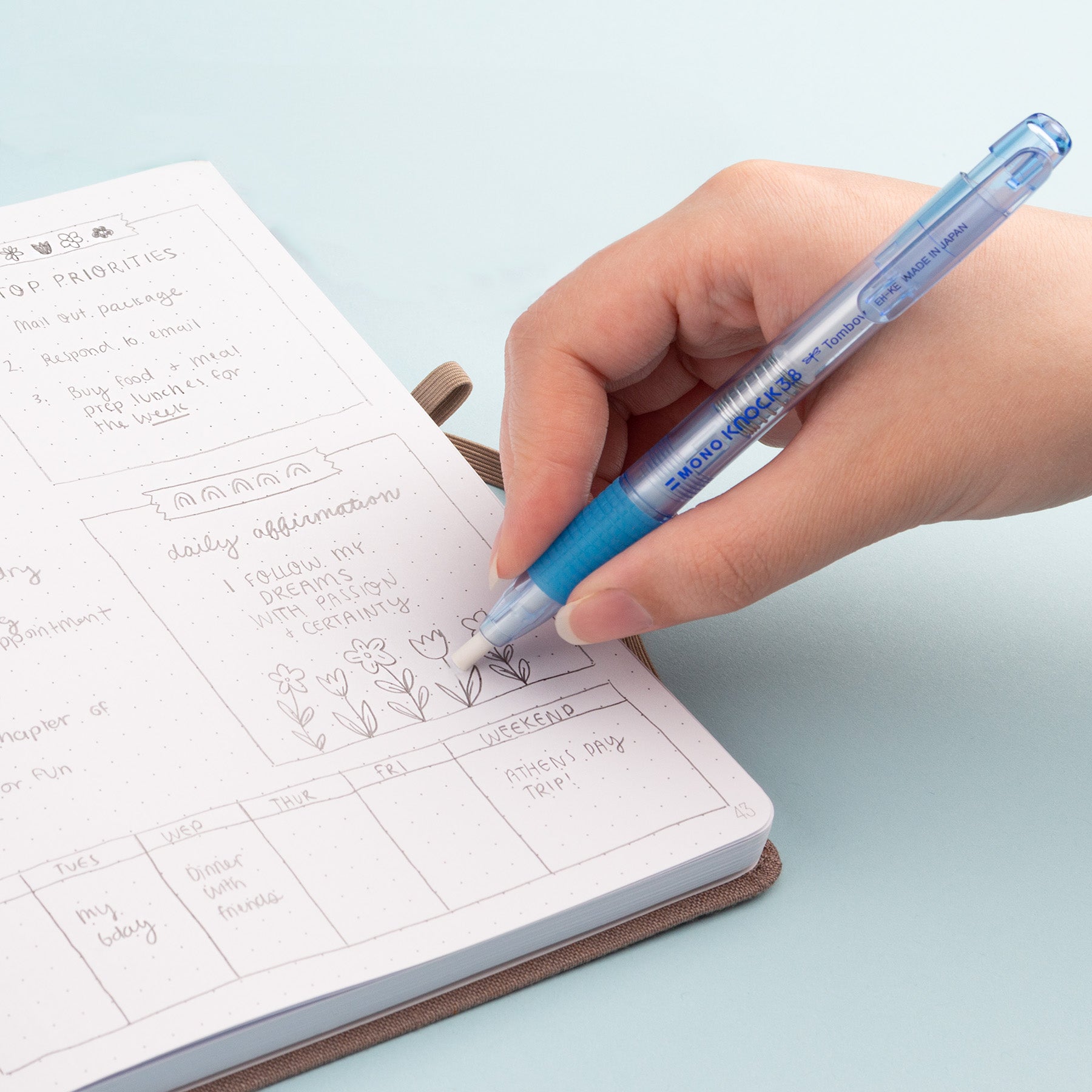 Borrador Retráctil MONO Knock Tombow 3.8mm - Tipo Bolígrafo con Clip