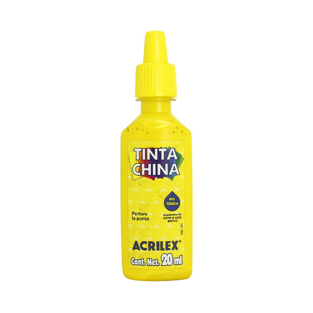 Tinta China Escolar Acrilex Amarillo Oro 20ml