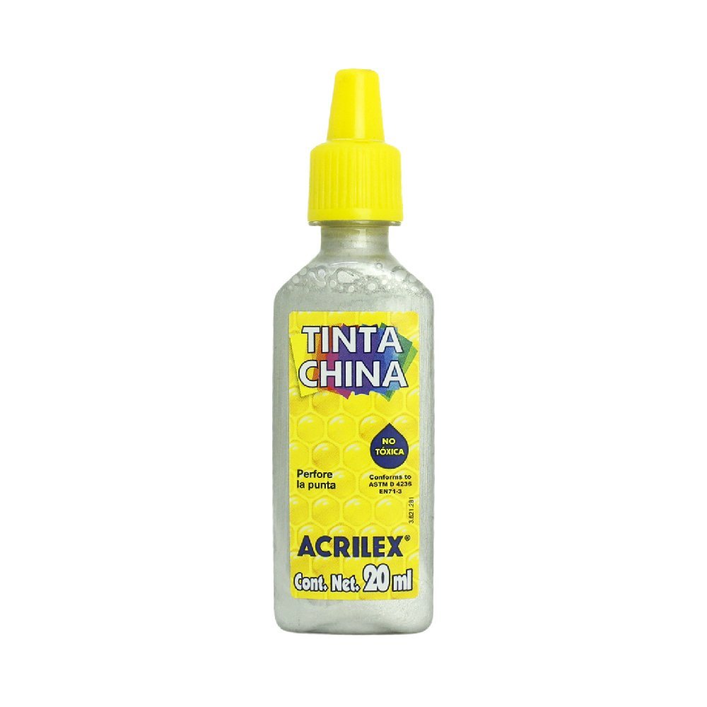 Tinta China Escolar Acrilex Plata 20ml