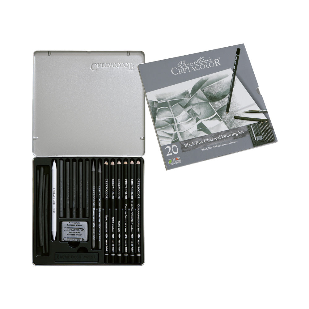 Set de Arte Carboncillo Especial Estuche Metálico Black Box