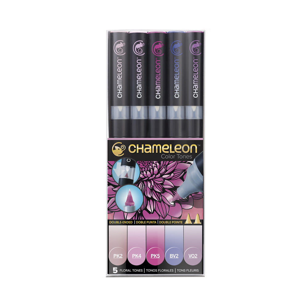 Rotuladores Doble Punta Chameleon, Tonos Florales con 5 Pzas. Diferentes