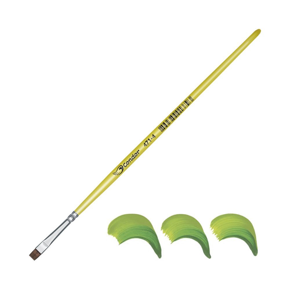 Pincel Plano Pelo de Pony Condor para Acuarela Serie 471 No. 4