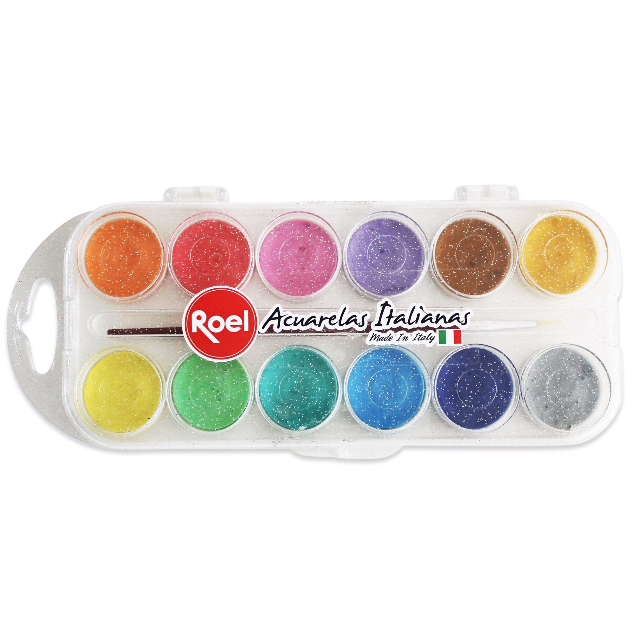 Acuarela Roel Efecto Aperlada, Estuche con 12 Pastillas