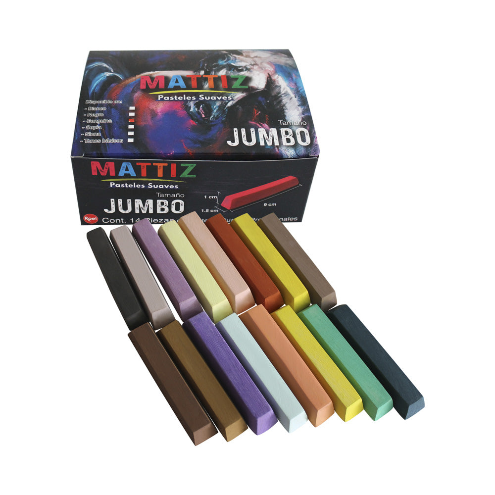 Gises Pastel Mattiz Jumbo con 16 Barras, Básico B (Brillantes)