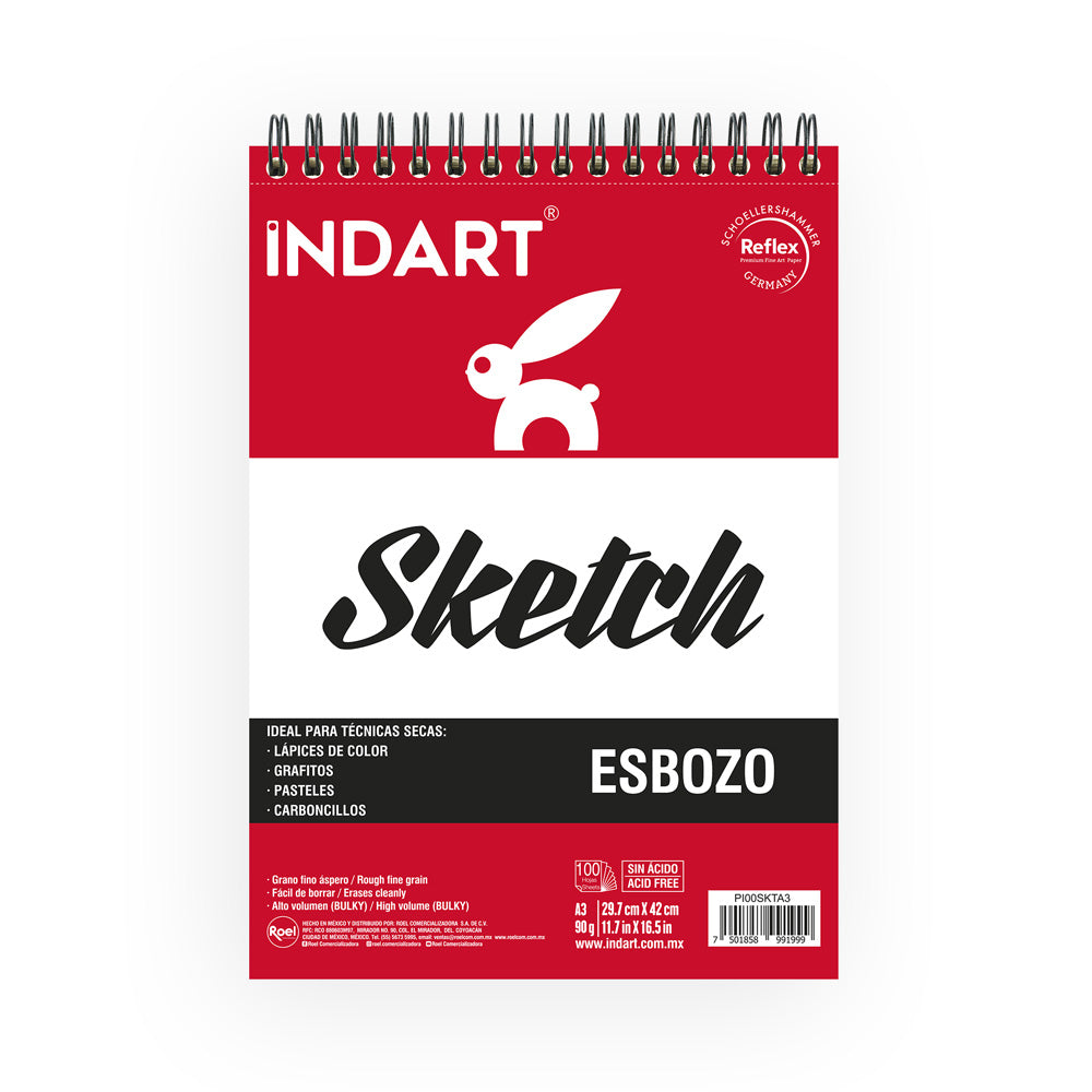 Álbum Indart para Sketch A3 29.7x42cm con 100 Hojas, 90g