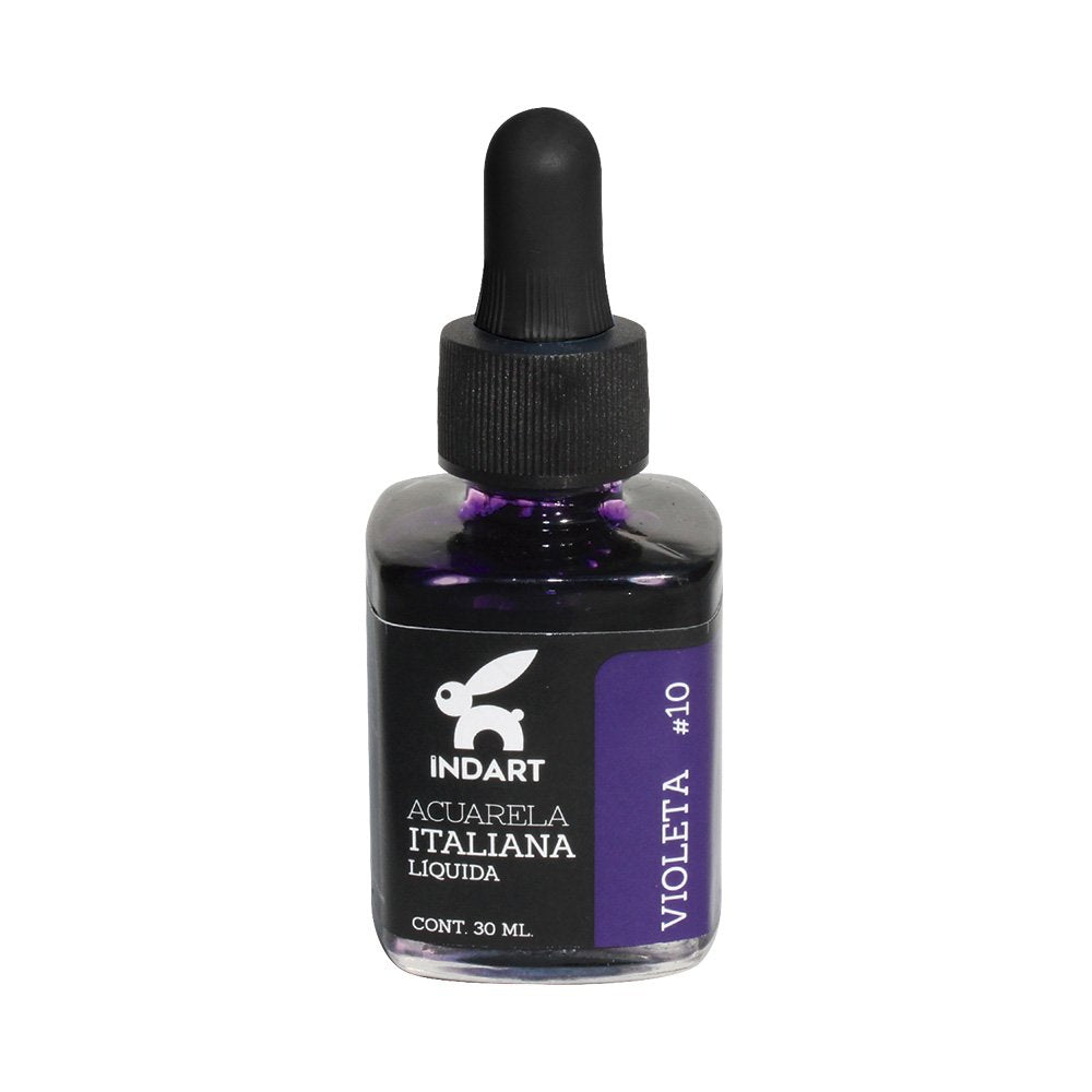 Acuarela Líquida Italiana Indart Frasco de Vidrio 010 Violeta 30ml