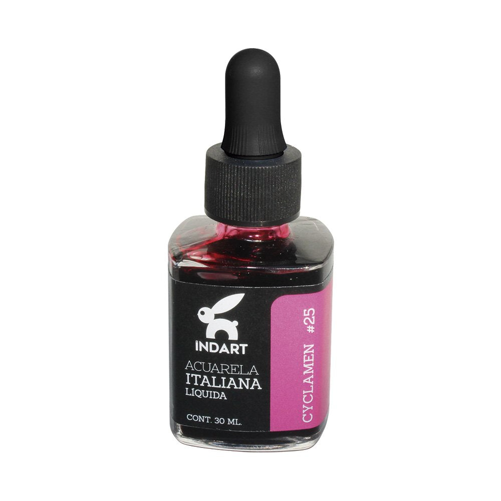 Acuarela Líquida Italiana Indart Frasco de Vidrio 025 Ciclamen 30ml