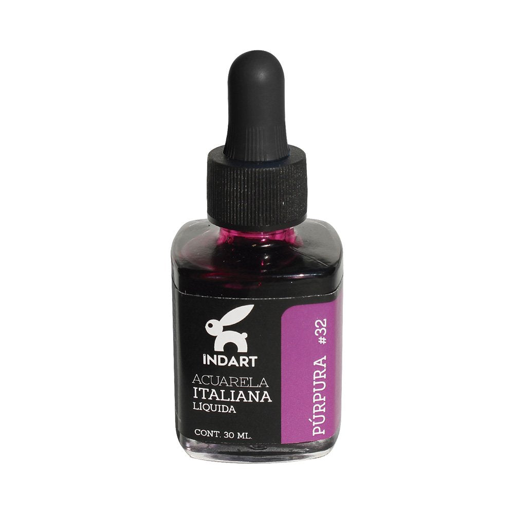 Acuarela Líquida Italiana Indart Frasco de Vidrio 032 Purpura 30ml