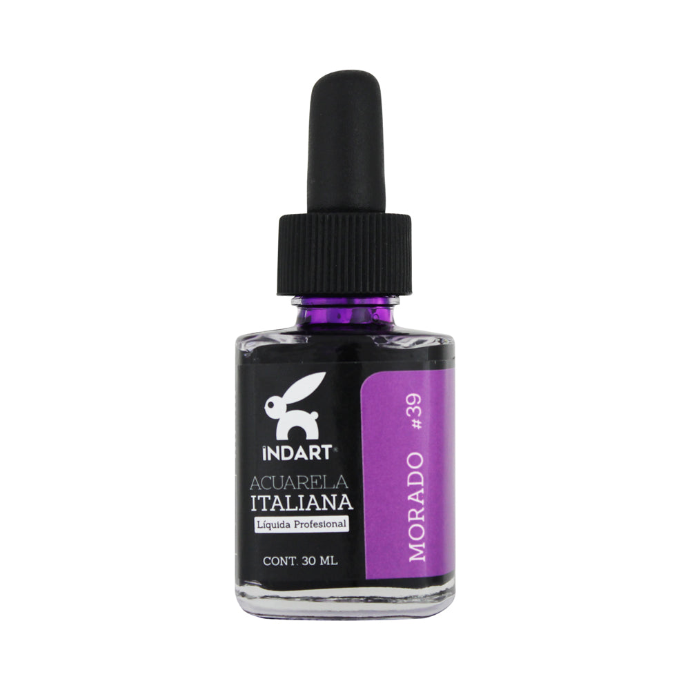 Acuarela Líquida Italiana Indart Frasco De Vidrio 039 Morado
