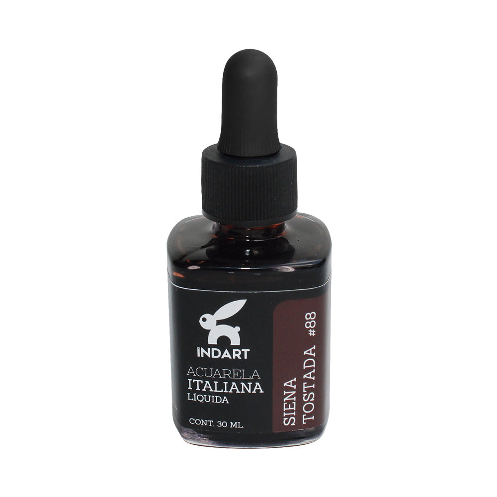 Acuarela Líquida Italiana Indart Frasco de Vidrio 088 Siena Tostada 30ml