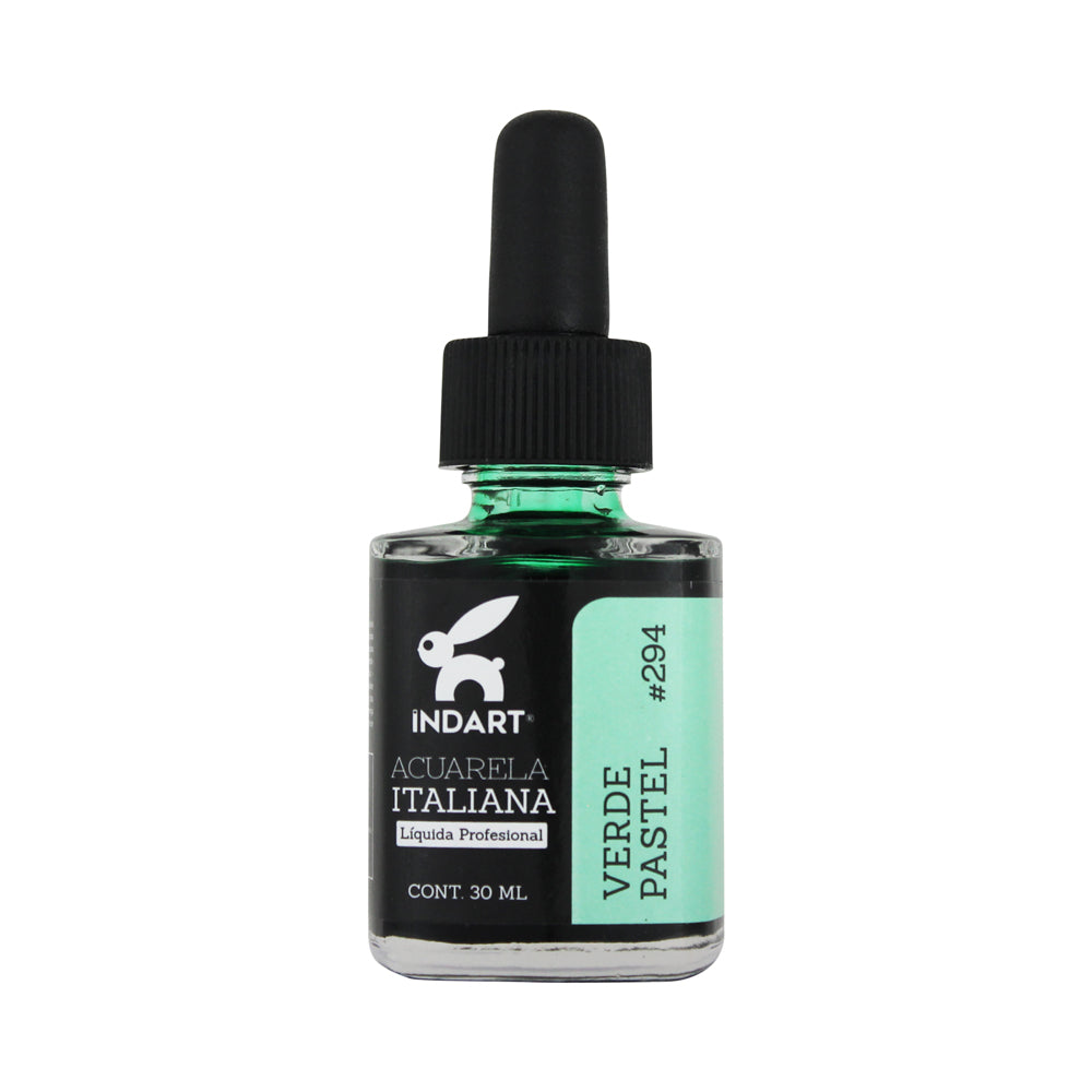 Acuarela Líquida Italiana Indart Frasco De Vidrio 294 Verde Pastel