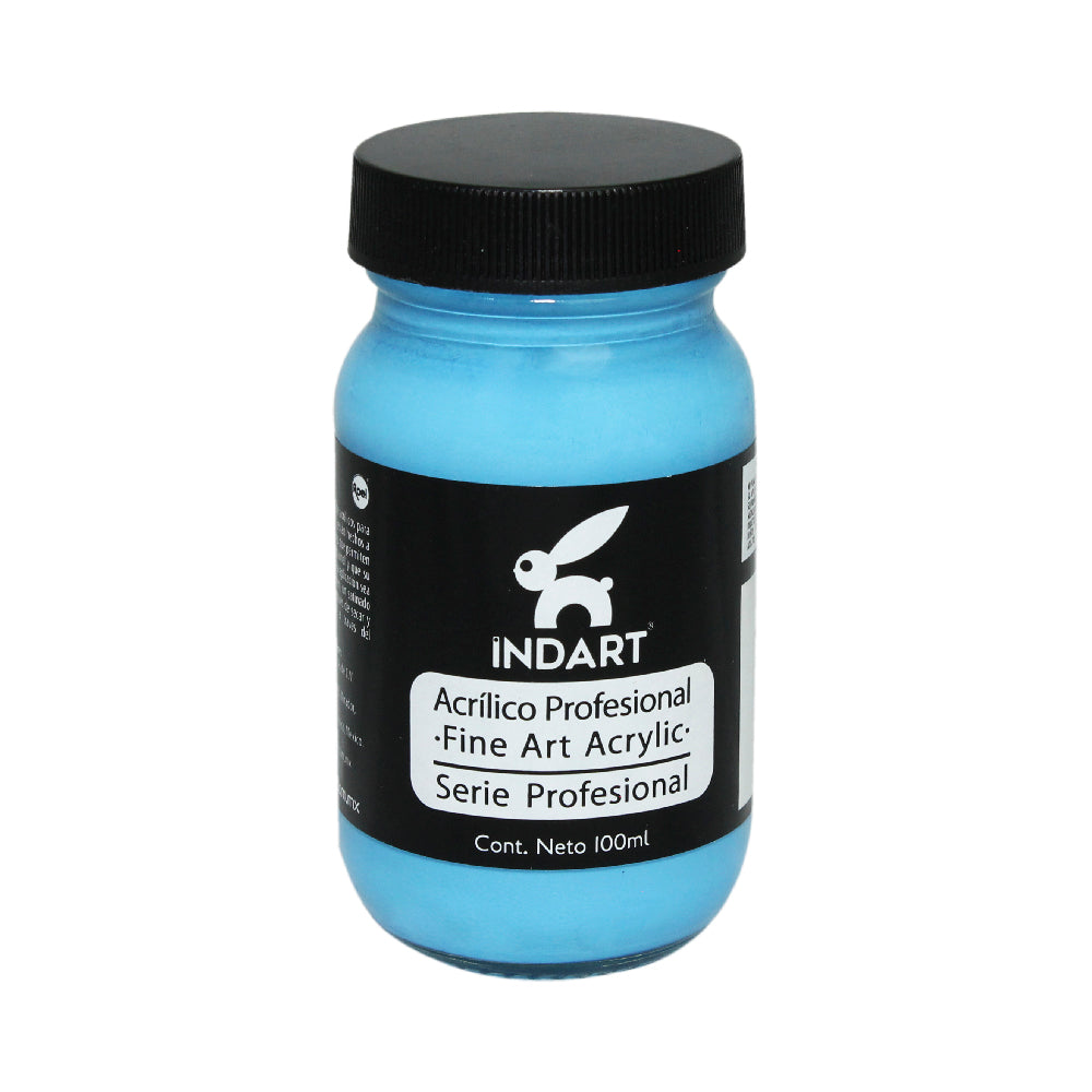 Pintura Acrílica Profesional Vidrio Serie 1 Indart 62 Azul Celeste 100ml
