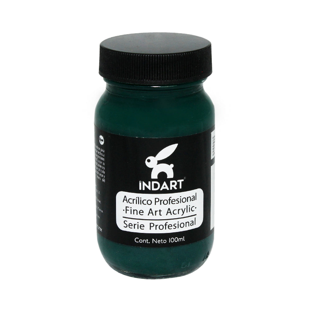 Pintura Acrílica Profesional Vidrio Serie 2 Indart 37 Verde Viridian 100ml