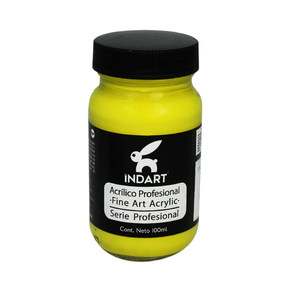 Pintura Acrílica Profesional Vidrio Serie 3 Indart 1 Amarillo Hansa 100ml