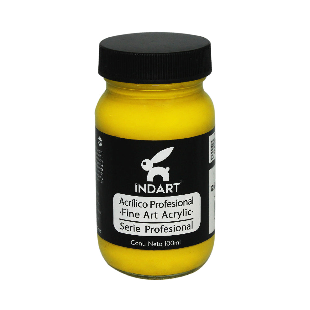 Pintura Acrílica Profesional Vidrio Serie 3 Indart 2 Amarillo Hansa Medio 100ml