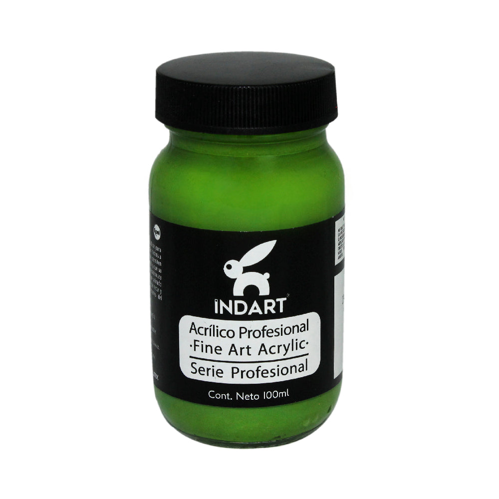 Pintura Acrílica Profesional Vidrio Serie 3 Indart 34 Amarillo Verdoso 100ml
