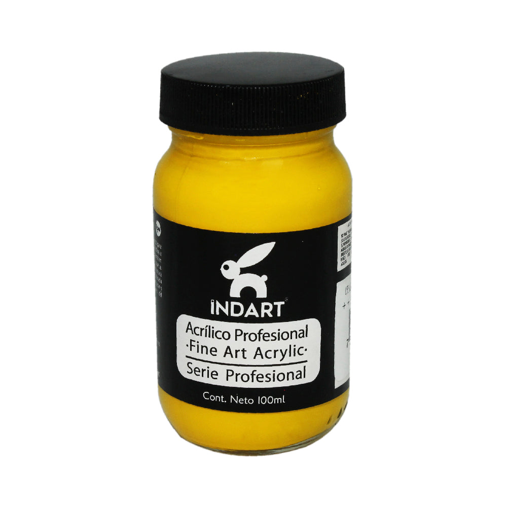 Pintura Acrílica Profesional Vidrio Serie 3 Indart 55 Amarillo Cromo 100ml