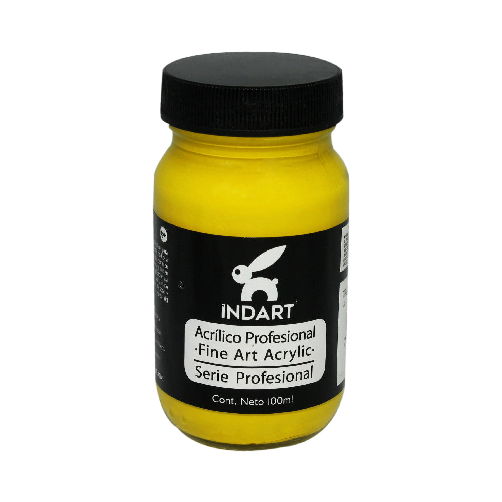Pintura Acrílica Profesional Vidrio Serie 4 Indart 8 Amarillo Medio Cadmio 100ml