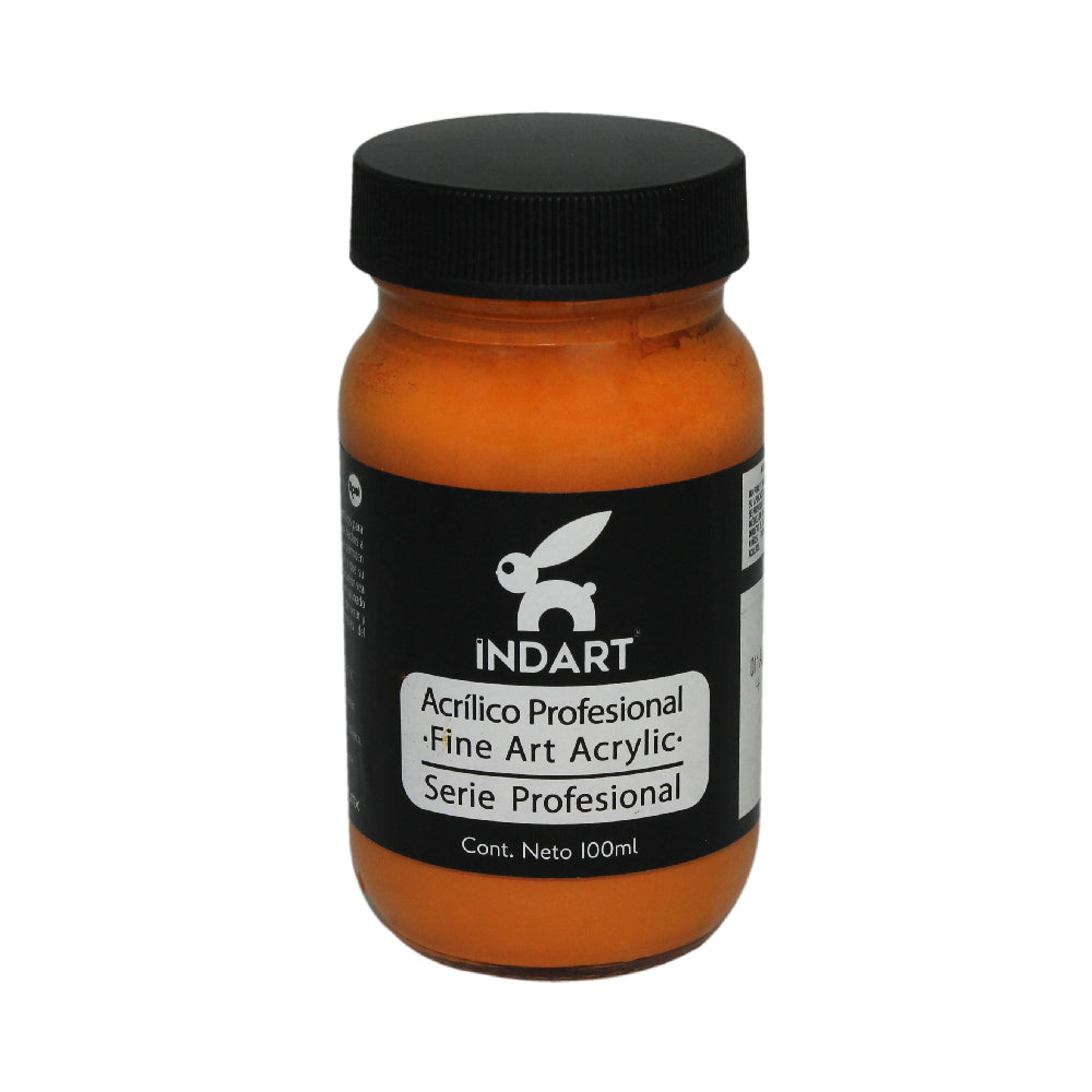 Pintura Acrílica Profesional Vidrio Serie 4 Indart 11 Amarillo Naranja Cadmio 100ml