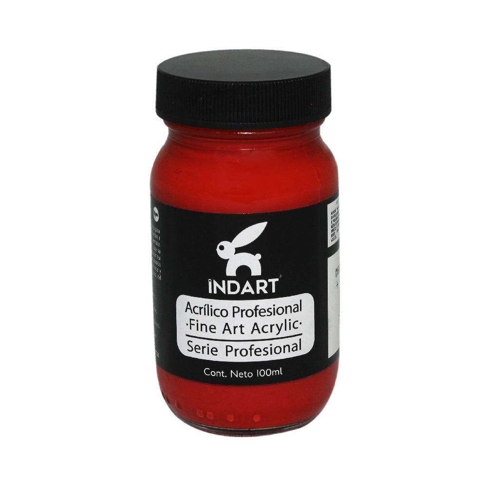 Pintura Acrílica Profesional Vidrio Serie 4 Indart 15 Rojo Medio Permanente 100ml