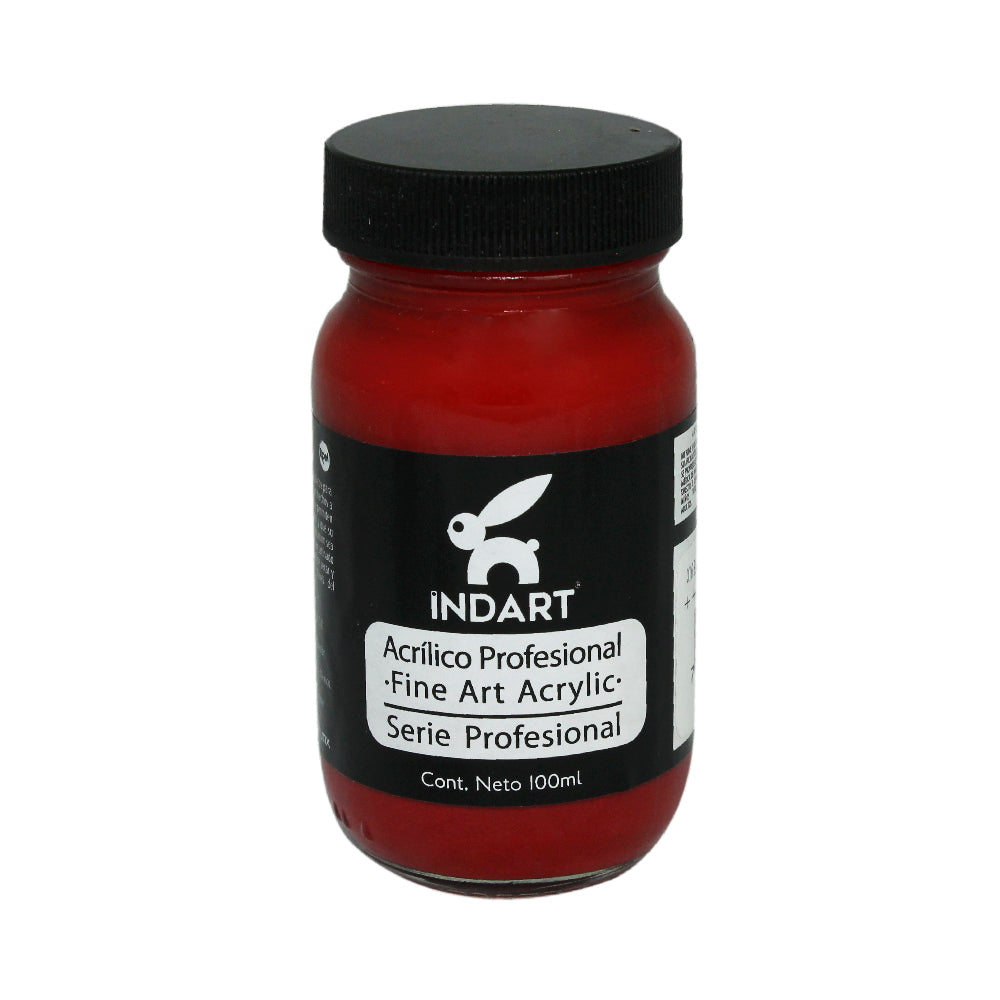 Pintura Acrílica Profesional Vidrio Serie 5 Indart 16 Rojo Cadmio Permanente 100ml