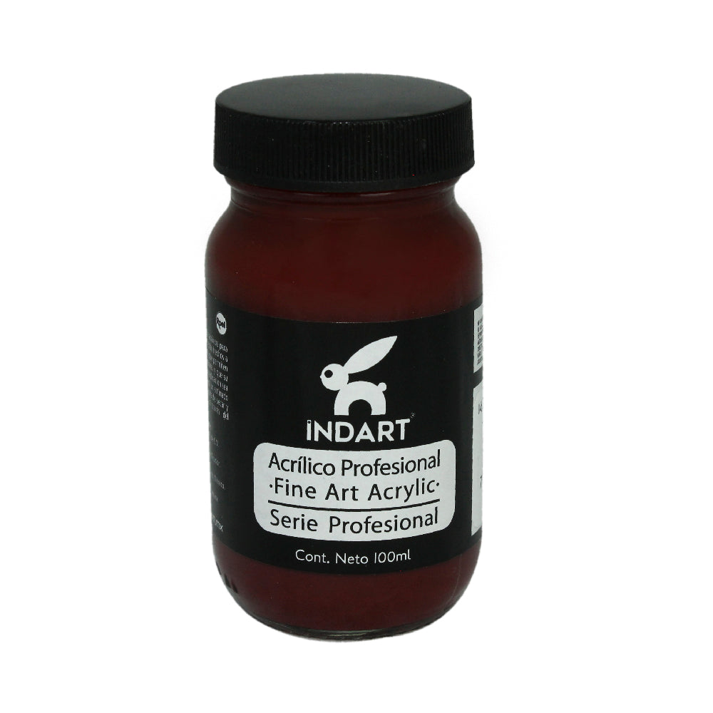 Pintura Acrílica Profesional Vidrio Serie 5 Indart 46 Rojo Carmín Permanente 100ml