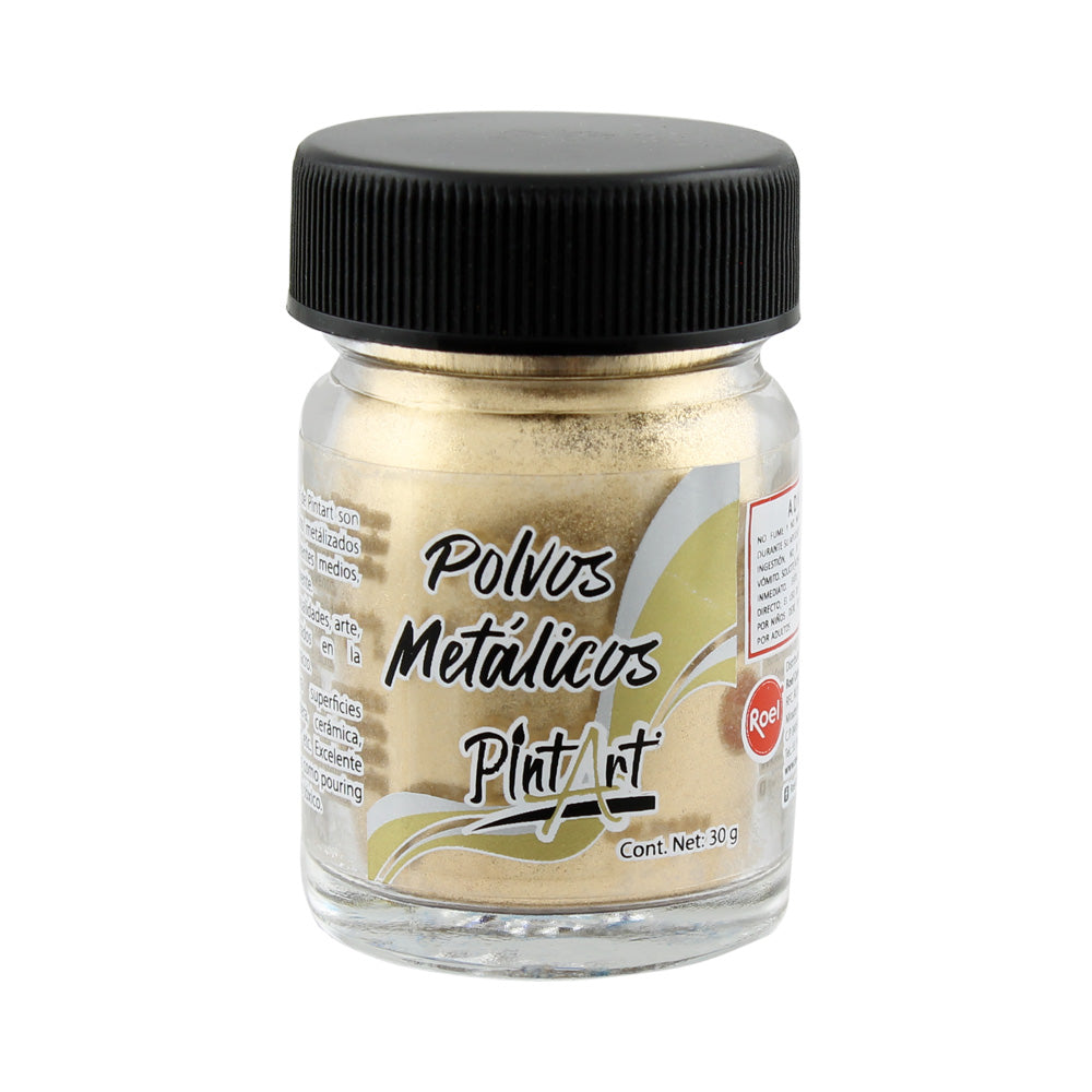 Polvos Metálicos Pintart Vidrio 30cm cúbicos, Oro Rico Pálido