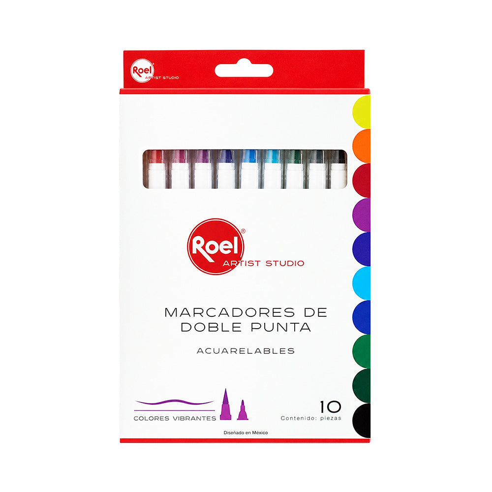 Marcadores Acuarelables de Doble Punta Roel Artist Studio – Set de 10