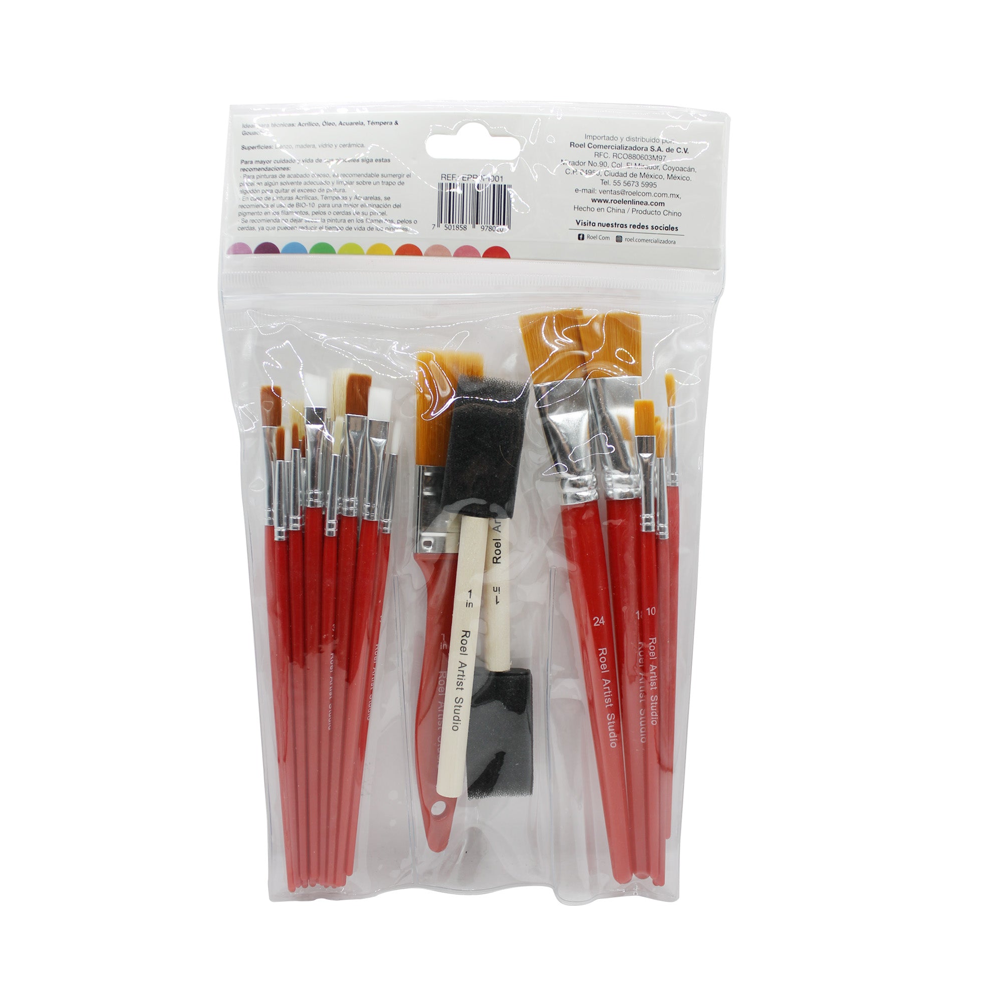 Set De Pinceles Y Brochas, Filamento Sintetico Y Natural, C/25 Piezas