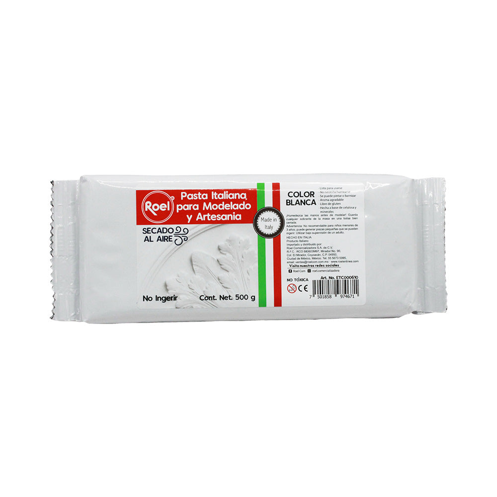 Pasta para Modelar Italiana, Roel 500g Blanca