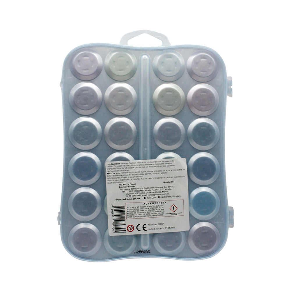 Acuarela Roel Efecto Mate  Estuche con 24 Pastillas