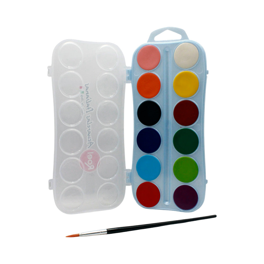 Acuarela Roel Efecto Mate, Estuche Con 12 Pastillas
