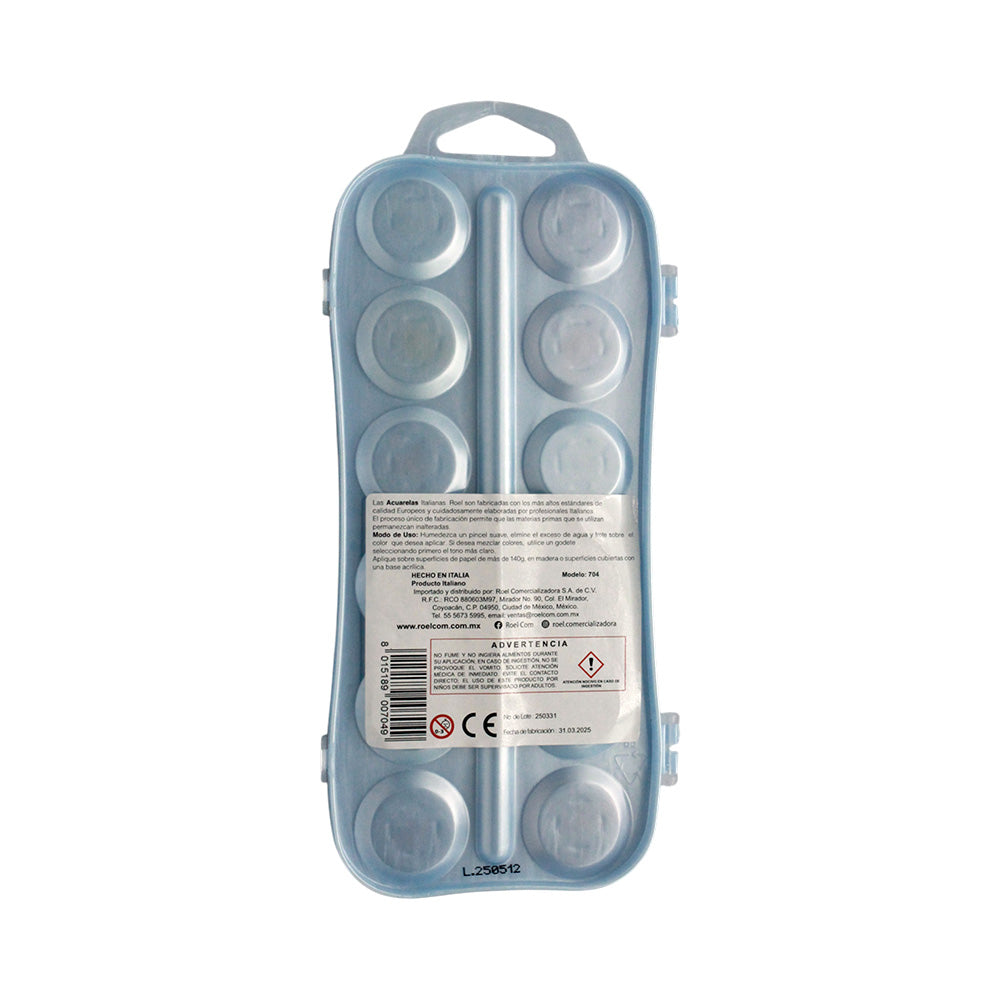 Acuarela Roel Efecto Mate, Estuche Con 12 Pastillas