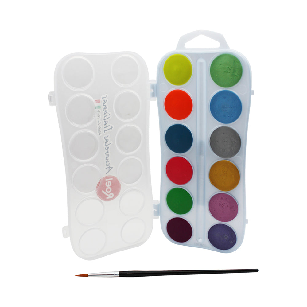 Acuarelas Italianas Roel Efecto Aperlado – Estuche con 12 Pastillas de 30 mm